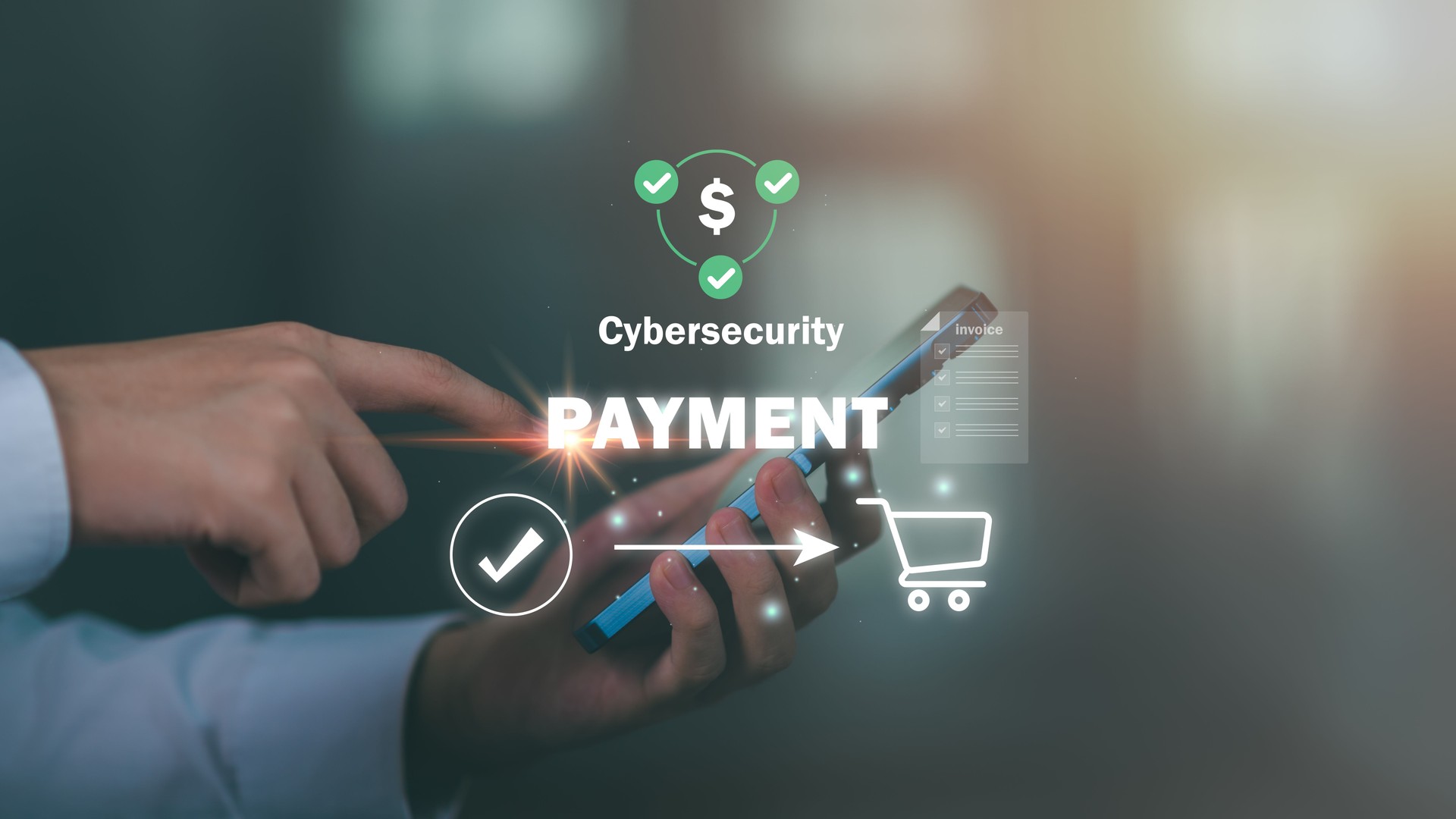 Cybersecurity mobile payment concept showing secure transaction process, data encryption, fraud prevention, and safe online shopping for e-commerce and financial services, digital banking.